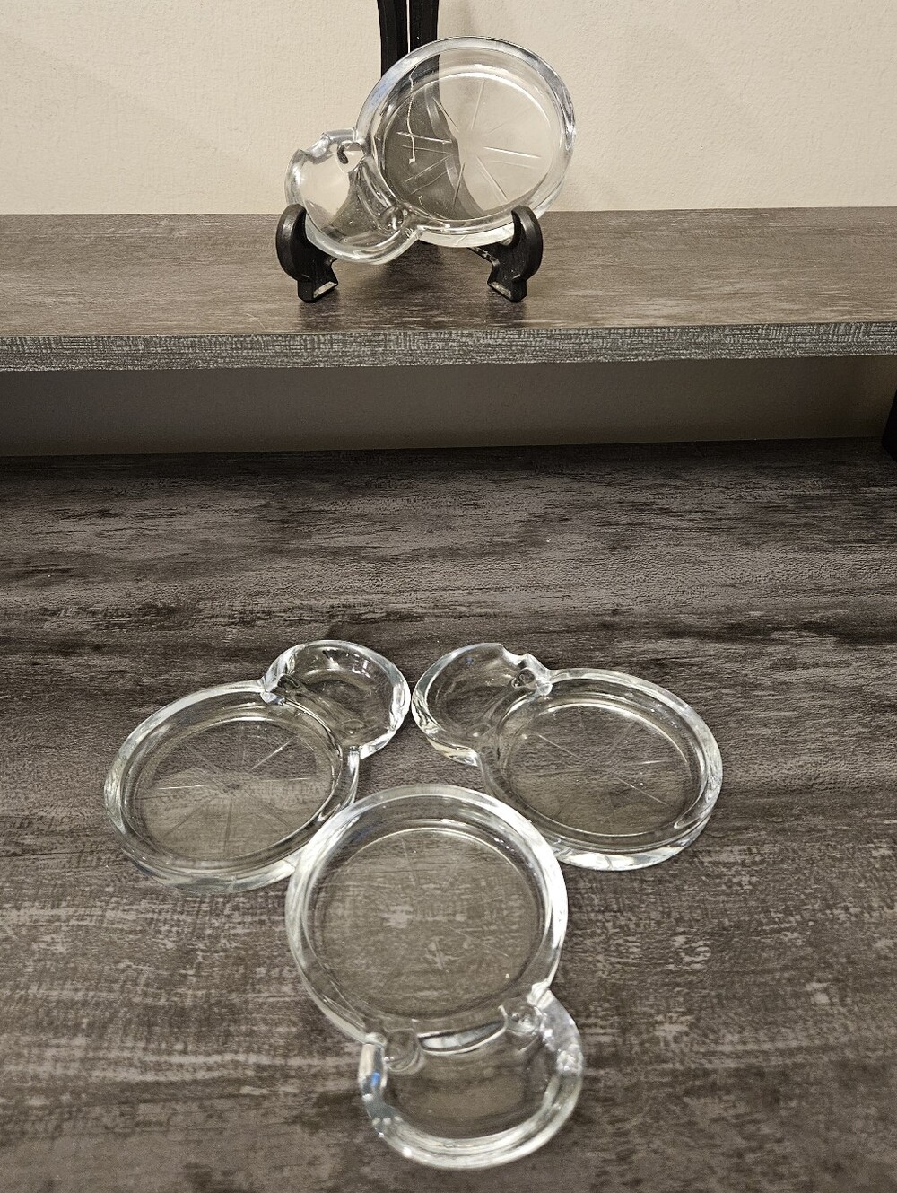 Vintage Fostoria Glass Sip ’n Smoke Coaster Ashtray Set of 4